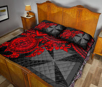 Wallis and Futuna Polynesian Quilt Bed Set - Wallis and Futuna & Red Turtle Hibiscus - Polynesian Pride