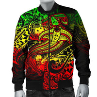 Samoa Men's Bomber Jacket - Reggae Shark Polynesian Tattoo - Polynesian Pride