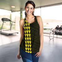 Hawaii Kakau Polynesian Coat Of Arms Women's Racerback Tank - Yellow - Polynesian Pride