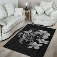 Hibiscus Plumeria Mix Polynesian Turtle Area Rug AH - Polynesian Pride