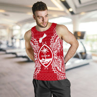 Guam Polynesian Men Tank Top Map Red White - Polynesian Pride