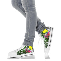 Palau High Top Shoes White - Turtle Plumeria Banana Leaf - Polynesian Pride