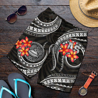 American Samoa Polynesian Men Shorts - Black Plumeria - Polynesian Pride