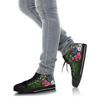 Cook Islands High Top Shoes - Turtle Plumeria Banana Leaf - Polynesian Pride