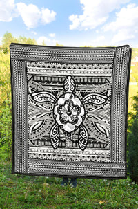 Hawaii Polyensian Turtle Premium Quilt White - Polynesian Pride