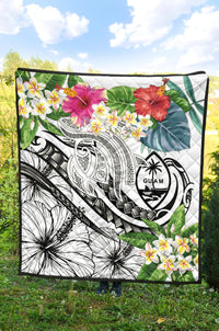 Guam Polynesian Premium Quilt - Summer Plumeria (White) - Polynesian Pride