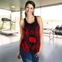 Cook Islands Polynesian Women Tank Top Map Red - Polynesian Pride
