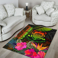 Tuvalu Polynesian Personalised Area Rug - Hibiscus and Banana Leaves - Polynesian Pride