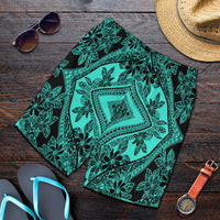 Polynesian Plumeria Mix Turquoise Black Men's Short - Polynesian Pride