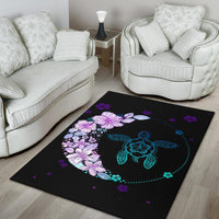 Hawaiian Hibiscus Plumeria Turtle Colorful Flower Rug - Polynesian Pride
