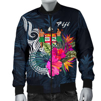 Fiji Polynesian Men's Bomber Jacket - Tropical Flower - Polynesian Pride