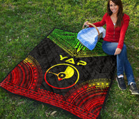 Yap Premium Quilt - Yap Flag Polynesian Chief Reggae Version - Polynesian Pride