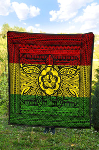 Hawaii Polyensian Kanaka Flag Turtle Premium Quilt - Polynesian Pride