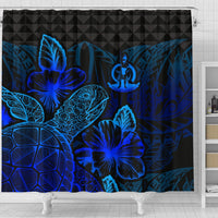 Vanuatu Shower Curtain Turtle Hibiscus Blue - Polynesian Pride