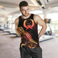 Pohnpei Men Tank Top - Turtle With Blooming Hibiscus Gold - Polynesian Pride
