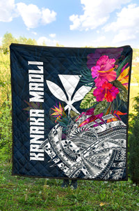 Hawaii Premium Quilt - Polynesian Hibiscus with Summer Vibes - Polynesian Pride