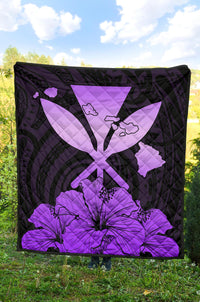 Hawaiian Kanaka Premium Quilt Hibiscus Polynesian Love Violet - Polynesian Pride