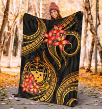 Samoa Polynesian Premium Blanket - Gold Plumeria - Polynesian Pride