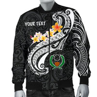 Pohnpei Custom Personalised Men's Bomber Jacket - Pohnpei Seal Polynesian Patterns Plumeria (Black) - Polynesian Pride
