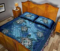 Turtle Quilt Bed Set - Light Sea - Polynesian Pride