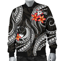 Pohnpei Micronesian Men Bomber Jacket - Black Plumeria - Polynesian Pride
