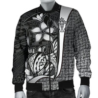 Kosrae Micronesia Men's Bomber Jackets White - Turtle With Hook - Polynesian Pride
