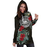 American Samoa Hoodie Dress - American Samoa Seal Hibiscus - Polynesian Pride