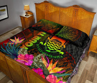 Tuvalu Polynesian Personalised Quilt Bed Set - Hibiscus and Banana Leaves - Polynesian Pride