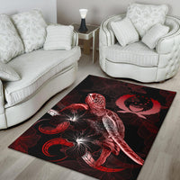 Pohnpei Polynesian Area Rugs - Turtle With Blooming Hibiscus Red - Polynesian Pride