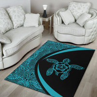 Hawaii Turtle Polynesian Area Rug Circle Style Blue - Polynesian Pride