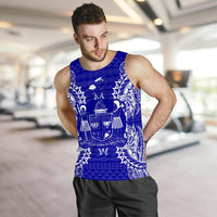 Fiji Polynesian Men Tank Top Map Blue - Polynesian Pride