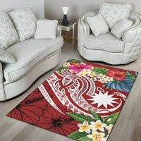 Nauru Polynesian Area Rug - Summer Plumeria (Red) - Polynesian Pride