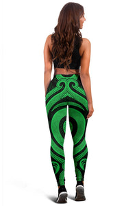 Cook Islands Women's Leggings - Green Tentacle Turtle - Polynesian Pride