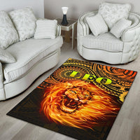 Sun In Leo Zodiac Area Rug Polynesian Tattoo Unique Vibes - Polynesian Pride