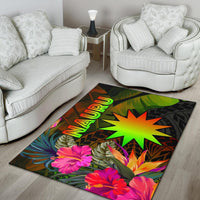 Nauru Polynesian Area Rug - Hibiscus and Banana Leaves - Polynesian Pride