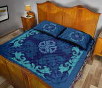 Hawaiian Quilt Bed Set Royal Pattern - Dark Blue - Polynesian Pride