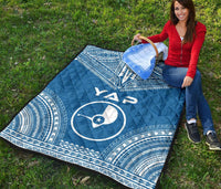 Yap Premium Quilt - Yap Flag Polynesian Chief BLue Version - Polynesian Pride