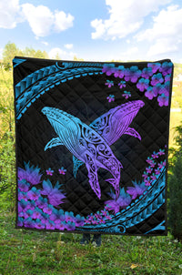 Hawaii Whale Polynesian Hibiscus Premium Quilt - Lae Style - Polynesian Pride