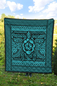 Hawaii Polyensian Turtle Premium Quilt Blue - Polynesian Pride