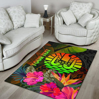 Tahiti Polynesian Personalised Area Rug - Hibiscus and Banana Leaves - Polynesian Pride