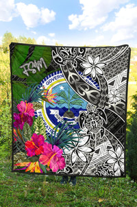 Federated States of Micronesia Premium Quilt - Turtle Plumeria Banana Leaf - Polynesian Pride