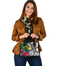 Nauru Shoulder Handbag White - Turtle Plumeria Banana Leaf Crest - Polynesian Pride