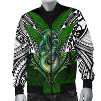 Manaia Mythology Men Bomber Jacket Silver Fern Maori Tattoo - Polynesian Pride