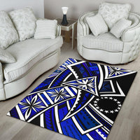 Cook Islands Area Rug - Tribal Flower Special Pattern Blue Color - Polynesian Pride