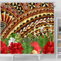 Chuuk Shower Curtain - Vintage Pattern With Hibiscus Flower - Polynesian Pride