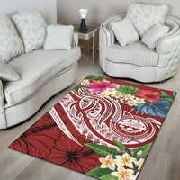 FSM Polynesian Area Rug - Summer Plumeria (Red) - Polynesian Pride