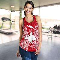 Papua New Guinea Polynesian Women Tank Top Map Red White - Polynesian Pride