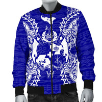 Tonga Polynesian Men's Bomber Jacket Map Blue - Polynesian Pride