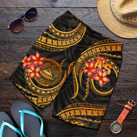 American Samoa Polynesian Men Shorts - Gold Plumeria - Polynesian Pride