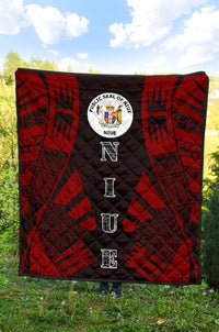 Niue Premium Quilt - Niue Seal Polynesian Red Tattoo - Polynesian Pride